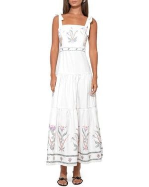 Adelyn Rae Olivi Placement Print Midi Dress - White