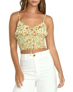 Billabong Babe Floral Smocked Crop Camisole - Yellow