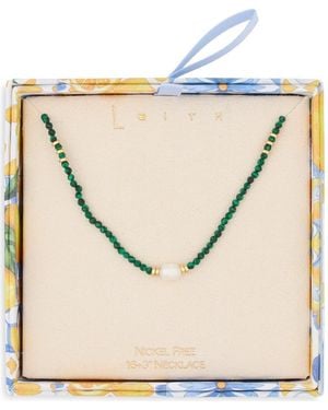 Leith Bead And Imitation Pearl Necklace - Natural
