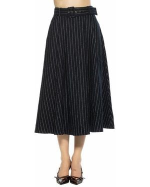 Alexia Admor Belted A-Line Midi Skirt - Black