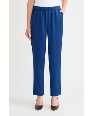Misook Nora Crêpe De Chine Straight Leg Pants - Blue