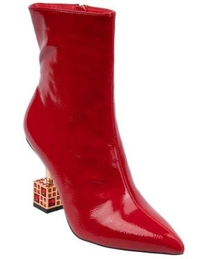 Lady Couture Crown Pointed Toe Bootie - Red