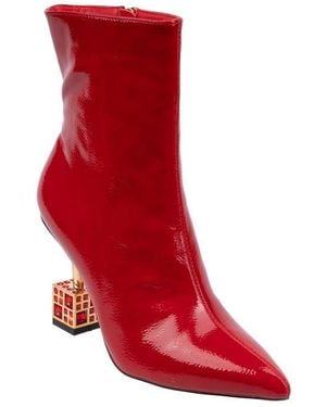 Lady Couture Crown Pointed Toe Bootie - Red