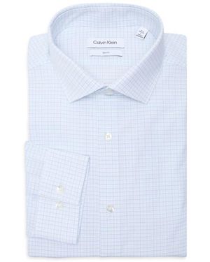 Calvin Klein Slim Fit Check Print Dress Shirt - Blue