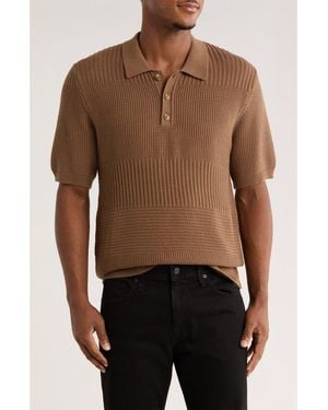 Truth Mixed Stitch Cotton Sweater Polo - Black