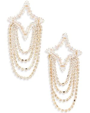 Tasha Crystal Star Draped Chain Drop Earrings - White