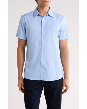 DKNY Olin Short Sleeve Button-Up Shirt - Blue