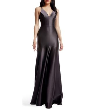 Dress the Population Shirley Stretch Satin Mermaid Gown - Black