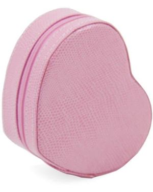 Bey-berk Heart Shaped Leather Jewelry Case - Pink