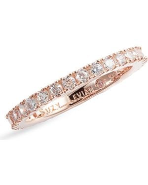 Suzy Levian 14K Plated Sterling Cubic Zirconia Stackable Band Ring - White