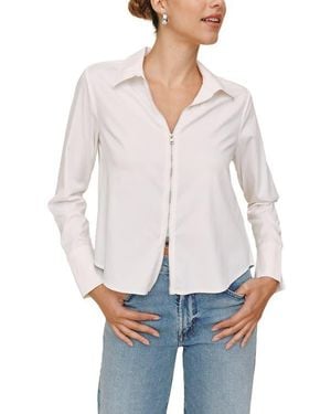 Bella Dahl Zip Front Long Sleeve Shirt - White