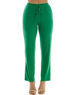 Nina Leonard Drawstring Pocket Straight Leg Pants - Green