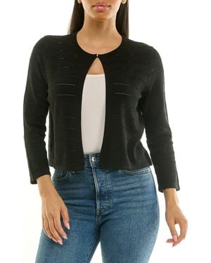 Nina Leonard Pointelle Stitch Bolero - Black