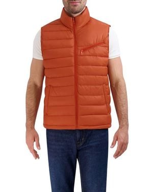 Cole Haan Quilted Puffer Down Vest - Orange