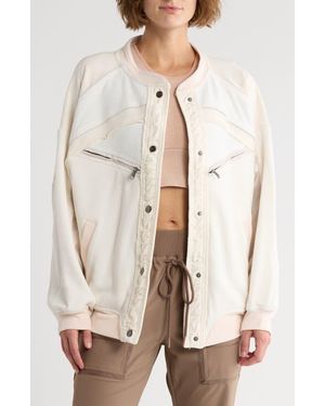 Free People Extra Winnings Bomber Jacket - Natural