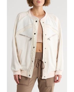 Free People Extra Winnings Bomber Jacket - Natural