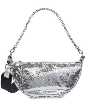 Longchamp Smile Glitter Sequin Half Moon Convertible Crossbody Bag - Metallic