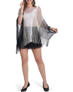 Saachi Crochet Fringe Poncho - Black