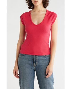 Sanctuary Raglan Sleeve V-Neck Top - Red