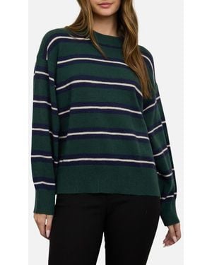 Blu Pepper Stripe Crew Sweater - Black