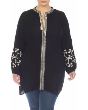 Boho Me Embroidered Tunic Top - Blue