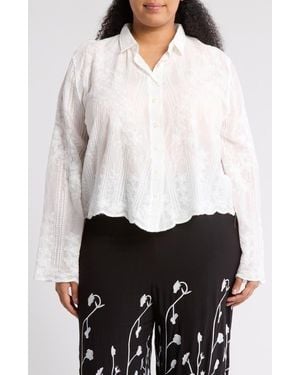 Forgotten Grace Embroidered Button Down Top - White