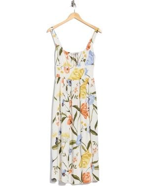 Ellen Tracy Keyhole Midi Dress - Metallic
