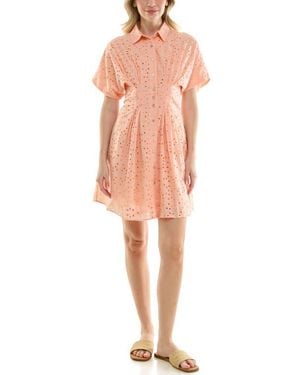 Nicole Miller Cotton Broderie Anglaise Mini Shirtdress - Multicolor