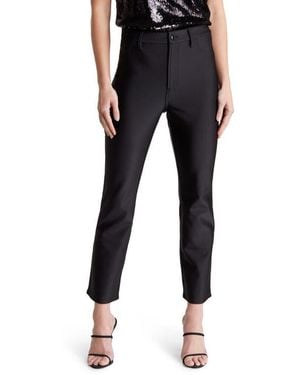 GOOD AMERICAN Compression Shine Straight Leg Crop Pants - Black