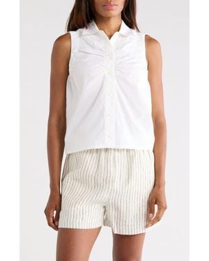 Rag & Bone Georgina Ruched Button-Up Shirt - White