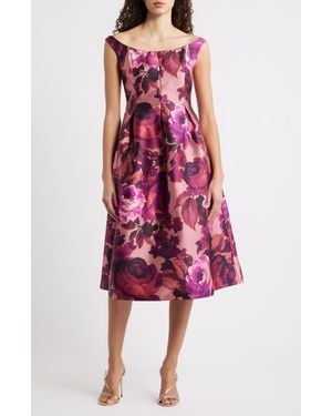 Julia Jordan Floral Off The Shoulder Cocktail Dress - Red