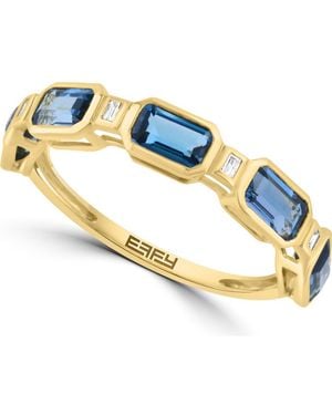 Effy Emerald Cut Stone & Diamond Band Ring - Metallic