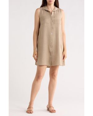Beach Lunch Lounge Two Pocket Sleeveless Shirtdress - Natural