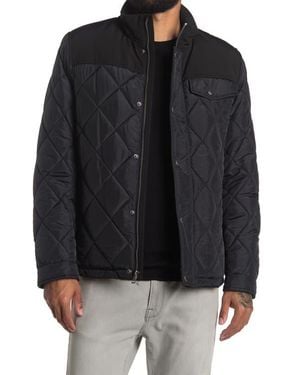 Cole Haan Diamond Quilted Faux Shearling Jacket - Black