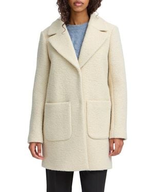 Ichi Bouclé Wool Blend Coat - Natural