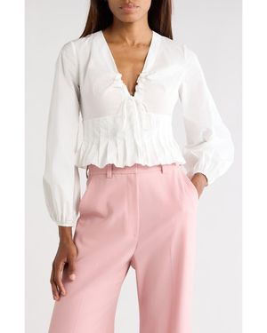 Rebecca Taylor Yara Long Sleeve Peplum Top - White