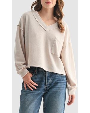 Lush V-Neck Long Sleeve Top - Multicolor