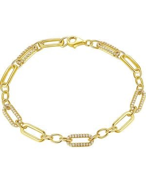 CANDELA JEWELRY Pavé Cz Oval Link Bracelet - Metallic