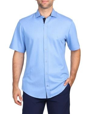 Tailorbyrd Solid Modal Blend Short Sleeve Shirt - Blue
