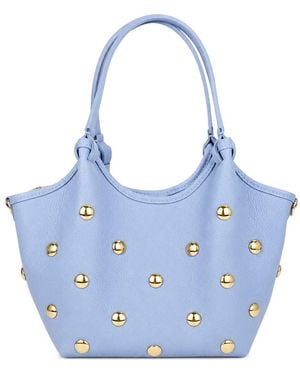 Persaman New York Caterina Studded Leather Tote - Blue