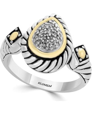 Effy Sterling & 18K Pave Teardrop Diamond Ring - Metallic