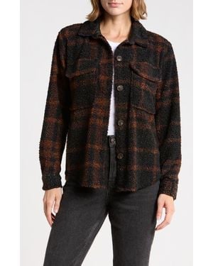 Beach Lunch Lounge Tory Boxy Crop Plaid Shacket - Black