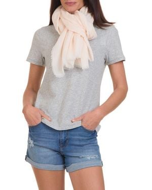 Vince Stripe Cotton Gauze Scarf - White