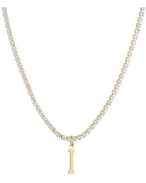Adornia Initial Charm Tennis Necklace - Blue