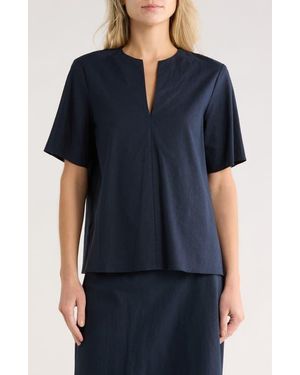 Vince Easy Split Neck Top - Blue