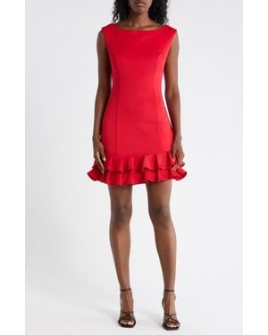 Julia Jordan Sleeveless Ruffle Hem Dress - Red