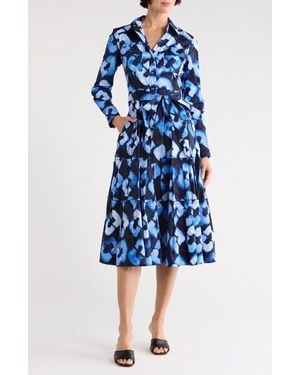 Diane von Furstenberg Regina Long Sleeve Shirtdress - Blue