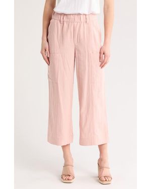 Democracy Pull-On Crop Wide Leg Pants - Pink