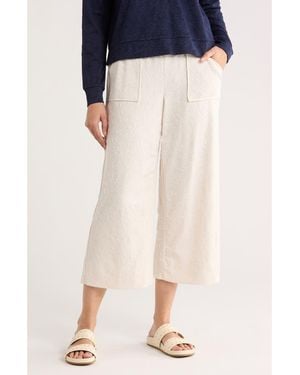 Bobeau Jacquard Wide Leg Pants - White