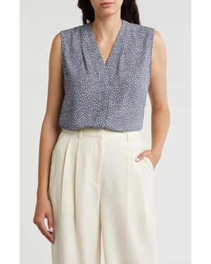 Nordstrom Rack V-Neck Sleeveless Woven Shell Top - Blue